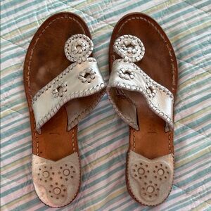Jack Rogers Silver Leather Sandals